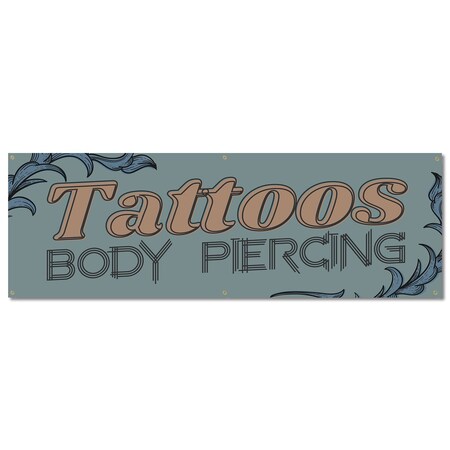 Signmission Tattoos Piercing, 24 Inch, Banner B-72-30427