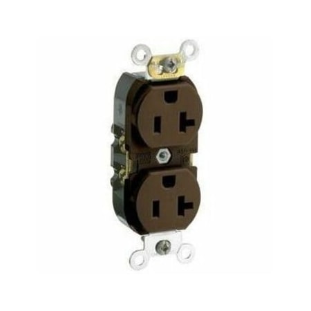 Leviton Straight Blade Receptacle, 5-20R, 20 A, 125V AC, 2 Pole, 3 Wire, Flush Mount, Self-Grounded CR020