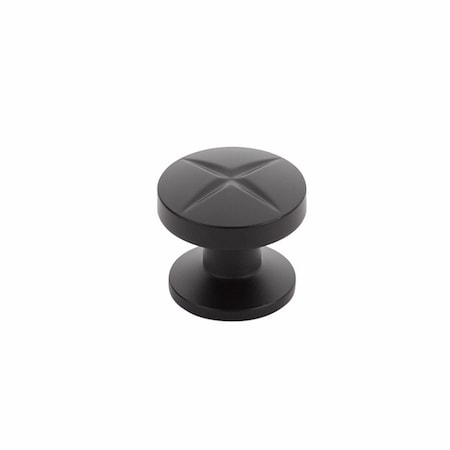 Schaub 1-3/8in Grooved Northport Round Cabinet Knob Matte Black Finish 210-MB