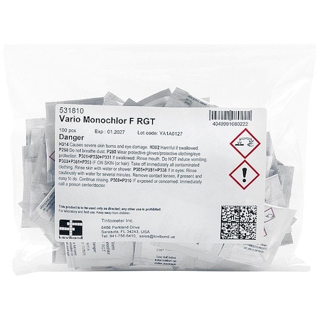 Lovibond Vario Monochlor, Ammonia, 100PK VARIO MONOCHLOR F REAGENT, F10