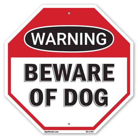 Signmission Warning Beware of Dog, 10 Inch X 10 Inch, Aluminum Metal Signs OC-A-10-337