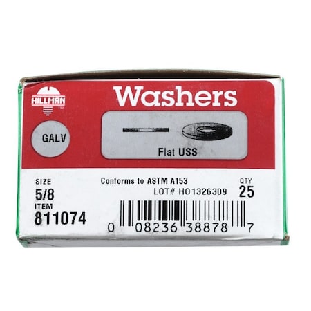 Hillman Hot Dipped Galvanized Steel 5/8 in. USS Flat Washer, 25PK 811074