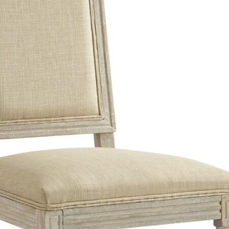 Homeroots Set of Two Beige and Brown Upholstered Linen Dining Side Chairs 535362