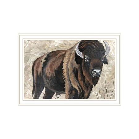 Homeroots The Boss Bison Only White Framed Print Wall Art 529700