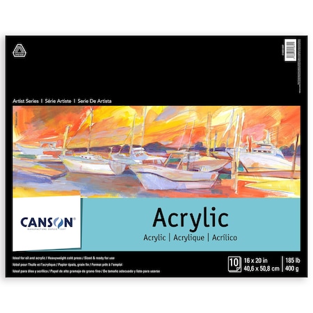 Canson Artist Series Acrylic Pad, Foldover Binding, 10 Sheet, 16x20 inch C100511037