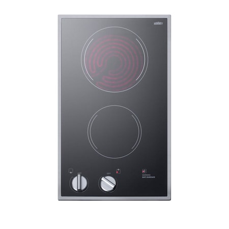 Summit 12in Wide 220/240V 2-Burner Radiant Cooktop CR2B22ST