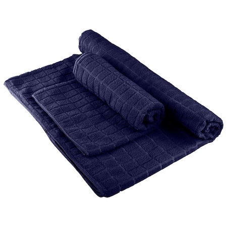 Wakeman 2-Piece Yoga Mat Towel and Gym Towel Set Sweat Absorbent & Quick Drying with Corner Pockets HT-YOGA-NVY