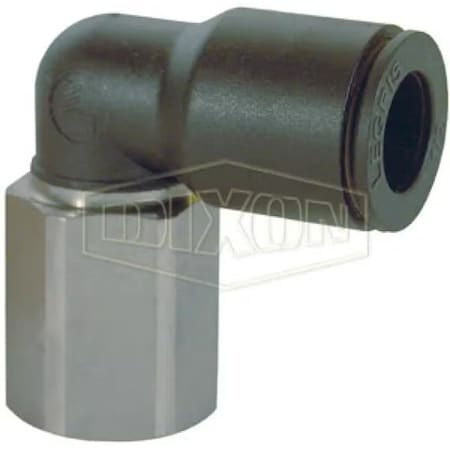 Dixon Legris by Push-In Elbow, 1/4 x 3/8 in Nominal, FNPT x Tube, 290 psi Pressure, Brass/Nylon, Domestic 30096014