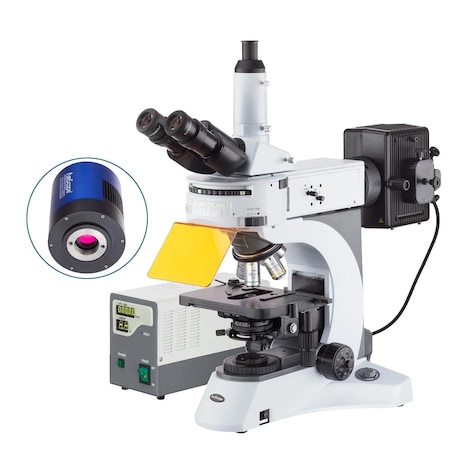 Amscope FM820 Epi-fluorescence Trinocular Compound Microscope 40X-1500X w/20MP USB 3.0 Cooled C-mount Camer FM820TA-MF2003C