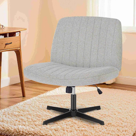 Yssoa Simple Deluxe Criss Cross Chair Wide Seat Armless Cross Legged Chair Home Office Desk Chair with Lu 3A88FNCHAIROFFICEGRY01