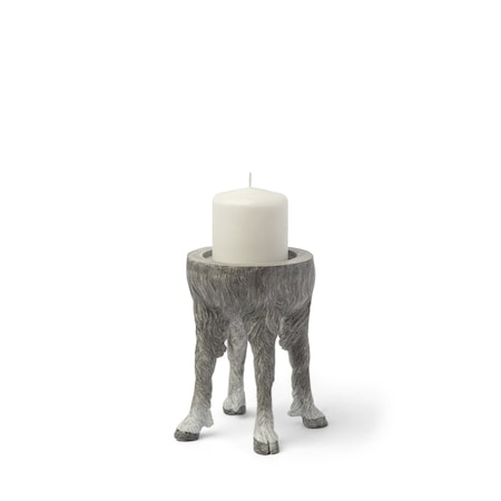 Homeroots 7" Gray Distressed Abstract Ceramic Tabletop Pillar Candle Holder 608560