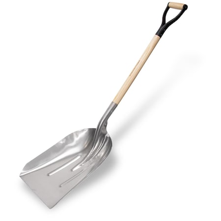 Marshalltown Scoop Shovel, Lightweight Aluminum Square End Blades, 30 Wood Handle with D-Grip Handle ALSCD