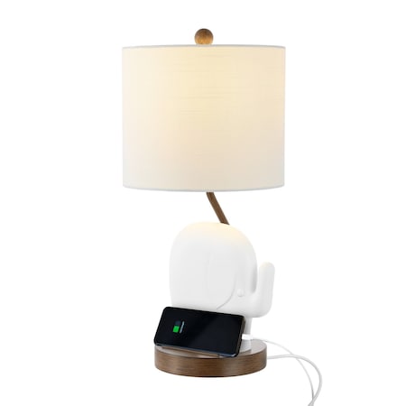 Jonathan Y Ellie 20.25" Bohemian Designer Iron/Resin Elephant LED Kids' Table Lamp w/Phone Stand and USB Chargi JYL6312A