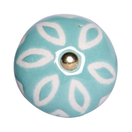 Homeroots Set of Eight Turquoise And White Ceramic And Metal Drawer Pull Knobs, 8PK 544428