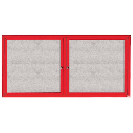 Aarco Outdoor Enclosed Bulletin Board w/ Al Frame, Powder Coated Red, 36''Hx72''W ODCC3672RR