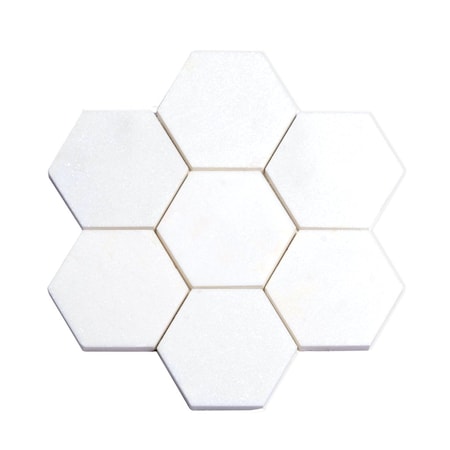Apollo Tile 10x11 Honed Pearl White Thassos Marble Mosaic Hexagon Wall and Floor Tile 3.75 sq ft/case, 5PK APLMKN88G56HA