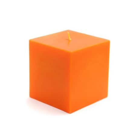 Vaser Designs 3 x 3 in. Square Pillar Candles, Orange VA2593432