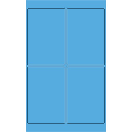 Tape Logic 4 x 6in Fluorescent Blue Rectangle Laser Labels, 400PK LL186BB