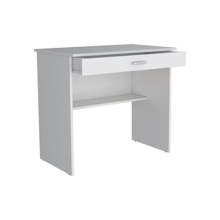 Homeroots 32" White Wood Computer Desk With Drawer 546421