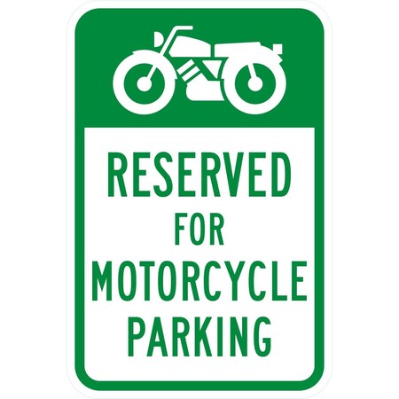 Lyle Reserved For Motorcycle Parking (W/Sym), 12x18, Engineer Grade, White G-3614-EG_12x18