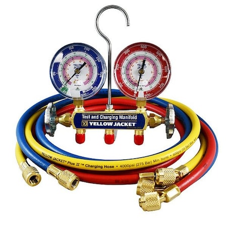 Yellow Jacket Manifold Gauge Set, 5 ft L, 3 1/8 in Gauge 42034