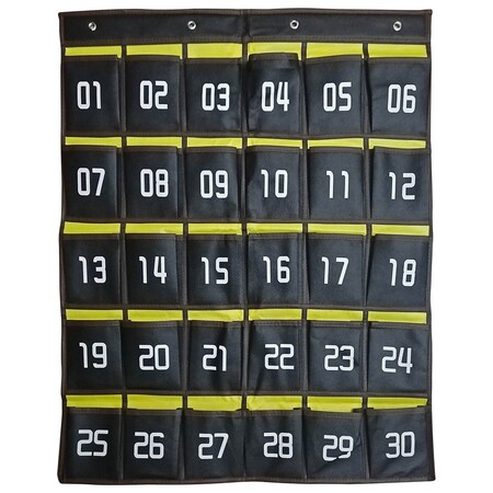 Kore Design Hanging Cell Phone Pocket Storage Classroom Organizer, 30-Pockets, Black/Yellow KDPS-3024