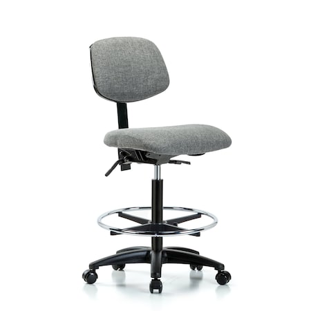 Blue Ridge Ergonomics Chair, Fabric, Hi Bench, CF Casters, Gry, No Arms, 26" to 35-1/2" Height, Grey BR-FHBCH-RG-T0-A0-CF-RC-F44