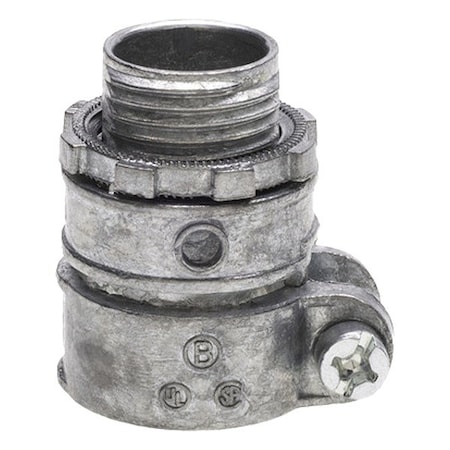 Bridgeport Squeeze Connector Connector, 1/2 in, Die Cast Zinc, Ball Burnished; Mirror Smooth, Silver 407-DC2
