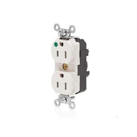 Leviton Straight Blade Receptacle, 5-15R, 15 A, 125V AC, Surface Mount, Self-Grounded M8200-ILT