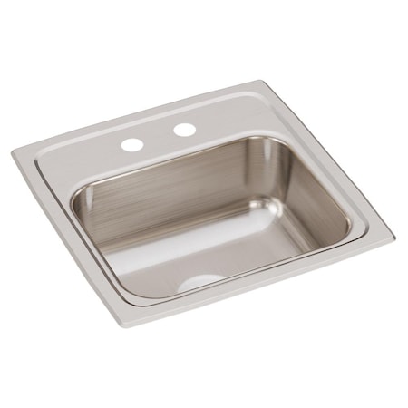 Elkay Lustertone Classic Stainless Steel 15" x 15" x 6-1/8" 2-Hole Single Bowl Drop-in Bar Sink BLR15602