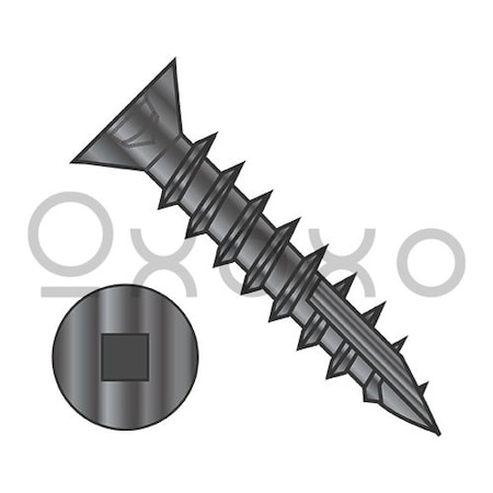Oxoxo 9-10X3/4 Square Drive Flat Head No Nibs Deep Thread Wood Screw Type 17 Full Thrd Black Ox, 6000PK 558116