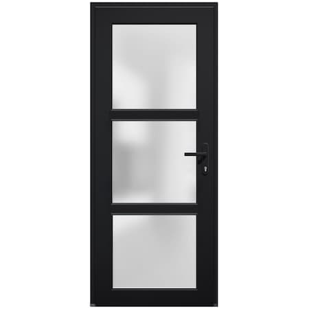 Vdomdoors Front Exterior Prehung FiberGlass Door Frosted Glass / Manux 8552 Matte Black / Office Commercial a MANUX8552EXD-BLK-W36 x H80-LH