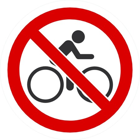 Lyle ISO No Bike Riding Symbol, 11.75x11.75, Non-Reflective, White G-1925-NA_11.75x11.75