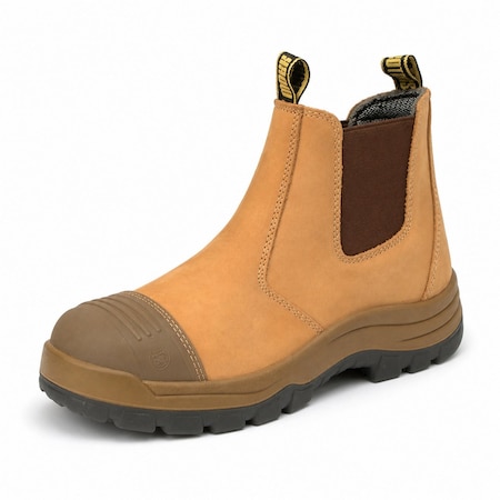 Handpoint 822 Mens 6 in Composite Toe Work Boots-Nubuck Leather Slip-On Safety Boots, 9 TAN822EE-9