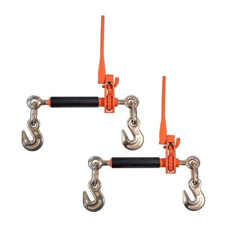 Mytee Products 2PK 3/8in-1/2in Folding Handle Ratchet Load Binder w/ Grab Hook 12,000 lb WLL, 2PK CBRS-FH38-SOx2
