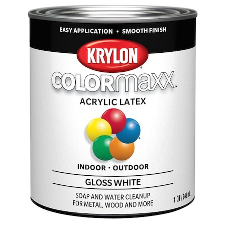 Colormaxx 1 Qt Krylon White Paint & Primer, Gloss K05625007