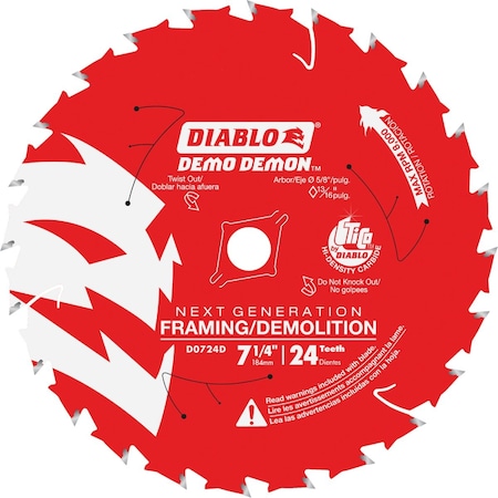 Diablo Demo Demon 7-1/4'' 24-Tooth Framing/Demolition Circular Saw Blade D0724DA