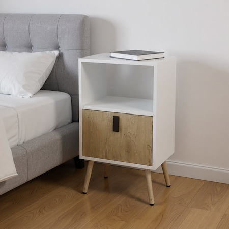 Homeroots 22" White One Drawer Faux Wood Nightstand 546395
