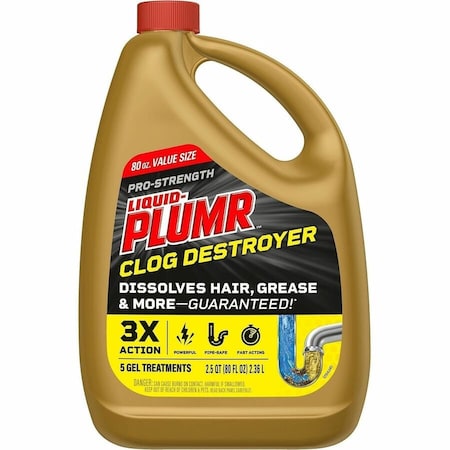 Liquid-Plumr Clog Destroyer + PipeGuard, Gel, 80 oz, 6PK 00228