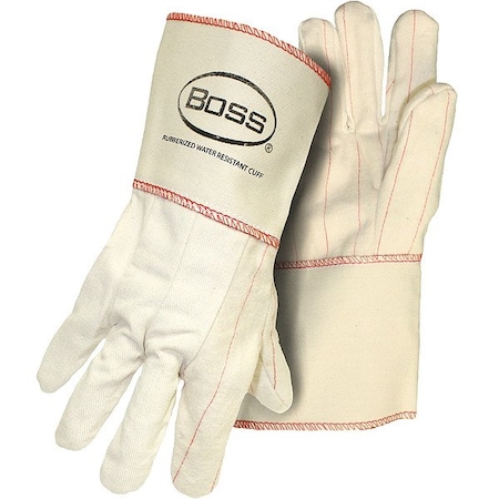 Boss White Chore W Rubberized Safety Cuff, PR 1BC21701J