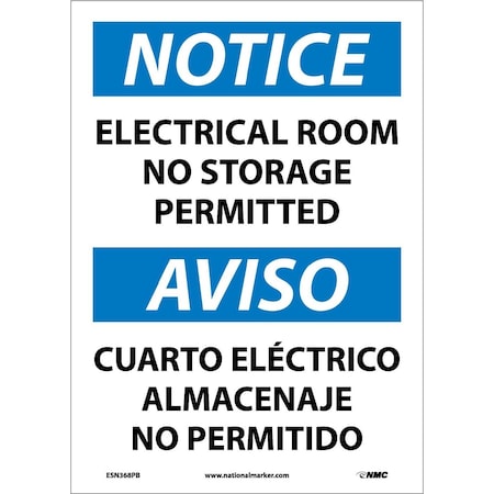 Nmc Notice Electrical Room No Storage Permitted Sign - Bilingual, ESN368PB ESN368PB