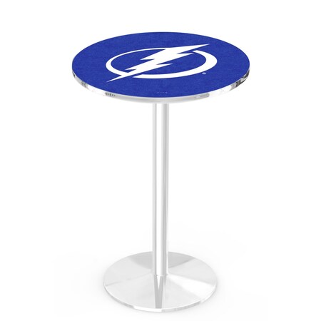 Holland Bar Stool Co 36" Chrome Tampa Bay Lightning Pub Table, 36" dia. Top L214C3636TBLght