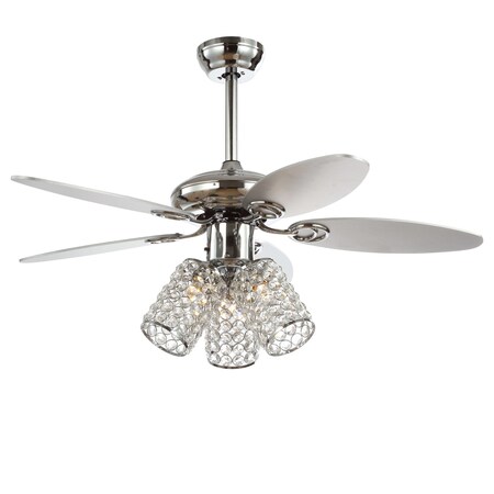 Jonathan Y Kris 42" 3-Light Crystal LED Ceiling Fan With Remote, Chrome JYL9705A