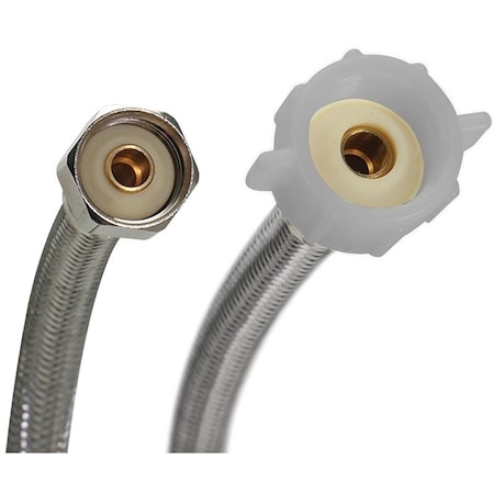 Fluidmaster Toilet Connector, 1/2 in Inlet, FIP Inlet, 7/8 in Outlet, Ballcock Outlet, Stainless Steel Tubing B4T12