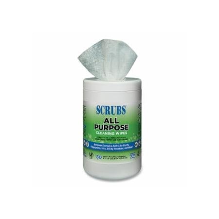 Scrubs All Purpose Cleaning Wipes, 80 wipes, over-sized cannister, 9 in x 12 in, 6PK 253-96580