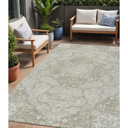 Homeroots 5' X 8' Taupe And Ivory Medallion Washable Indoor Outdoor Area Rug 617474