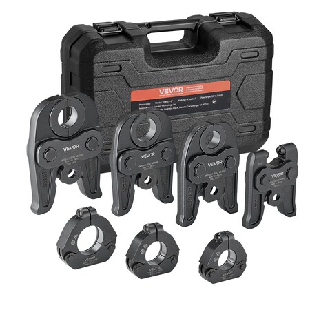 Vevor 7PCS VMP Pressing Kit 1/2 in to 2 in for 32KN Standard Press Tools with Case, 7PK VMP1/2-2 in