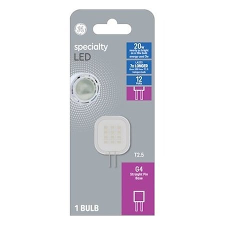 Ge LED Bulb, T2.5 Lamp, 20 W Equivalent, G4 2-Pin Lamp Base, Non-Dimmable 93130146