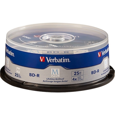 Verbatim M-Disc BD-R 25GB 4X with Branded Surface - 25pk Spindle - 120mm 98909