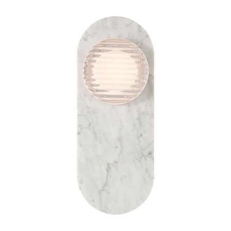 Euf Sternn, Outdoor, 15", Marble White, Clear Ribbed Glass 50273-010